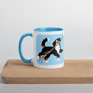 Bernese Mountain Dog Mug by Earth Curious Art Co | puppy animal cute cartoon blue coffee cup walker groomer veterinarian teacher pet parent