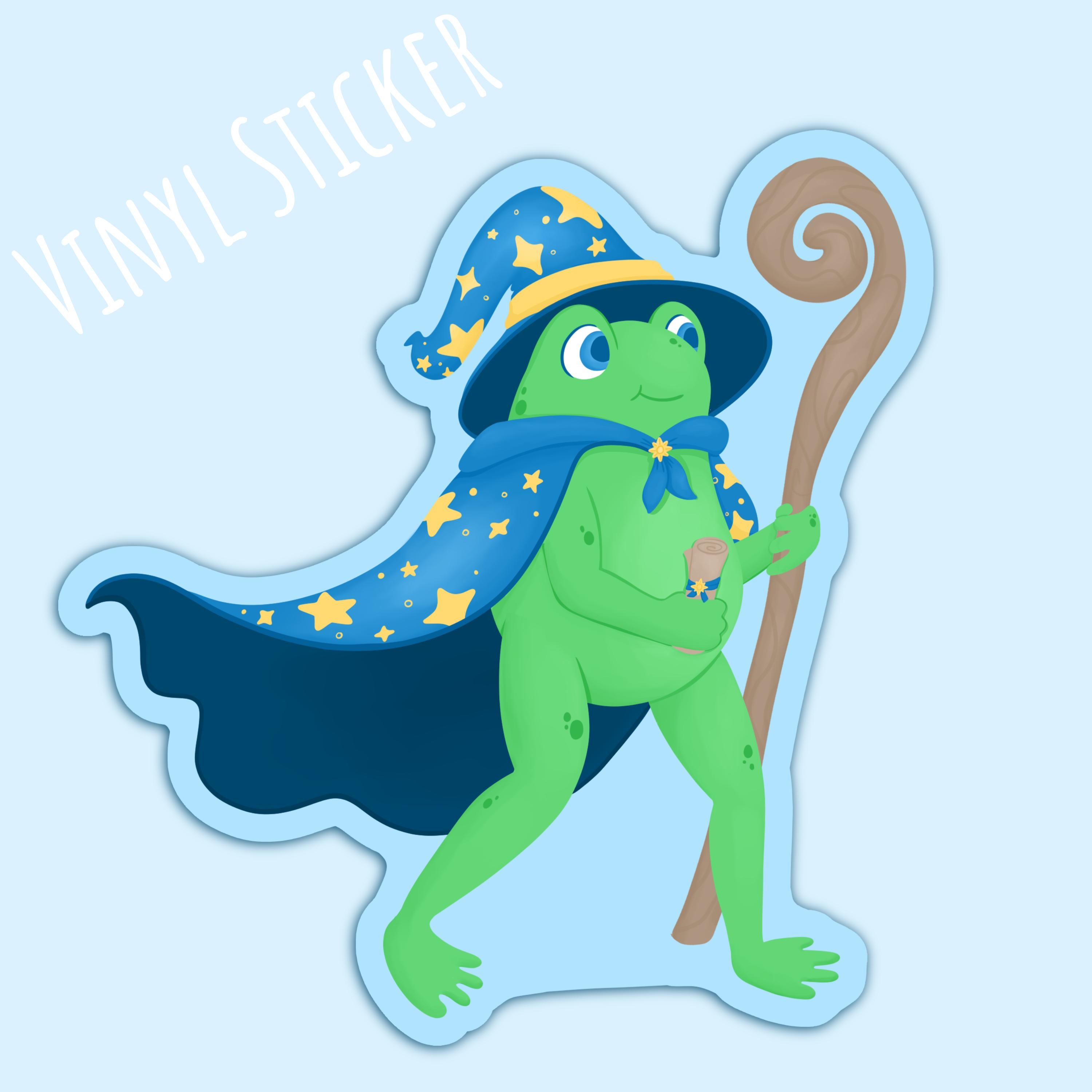 Magical Wizard Frog Vinyl Sticker by Earth Curious Art Co | Forest ...
