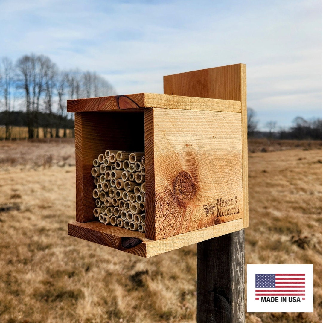 Bee House Handmade Made in USA Mason Bee House Natural Reeds Refill
