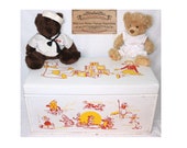 Vintage Pennant Nursery Rhyme Toy Box Chest Padded Top, Vinyll, Metal Wood Const. 30 quot x15 quot x14.5 quot NICE Chicago Free Fast Shipping