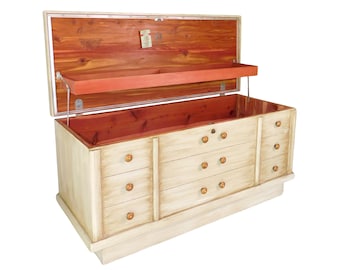 1957 Vintage Mid-Century Modern Lane Blonde Oak Veneer Cedar Chest ~ Lock Removed ~