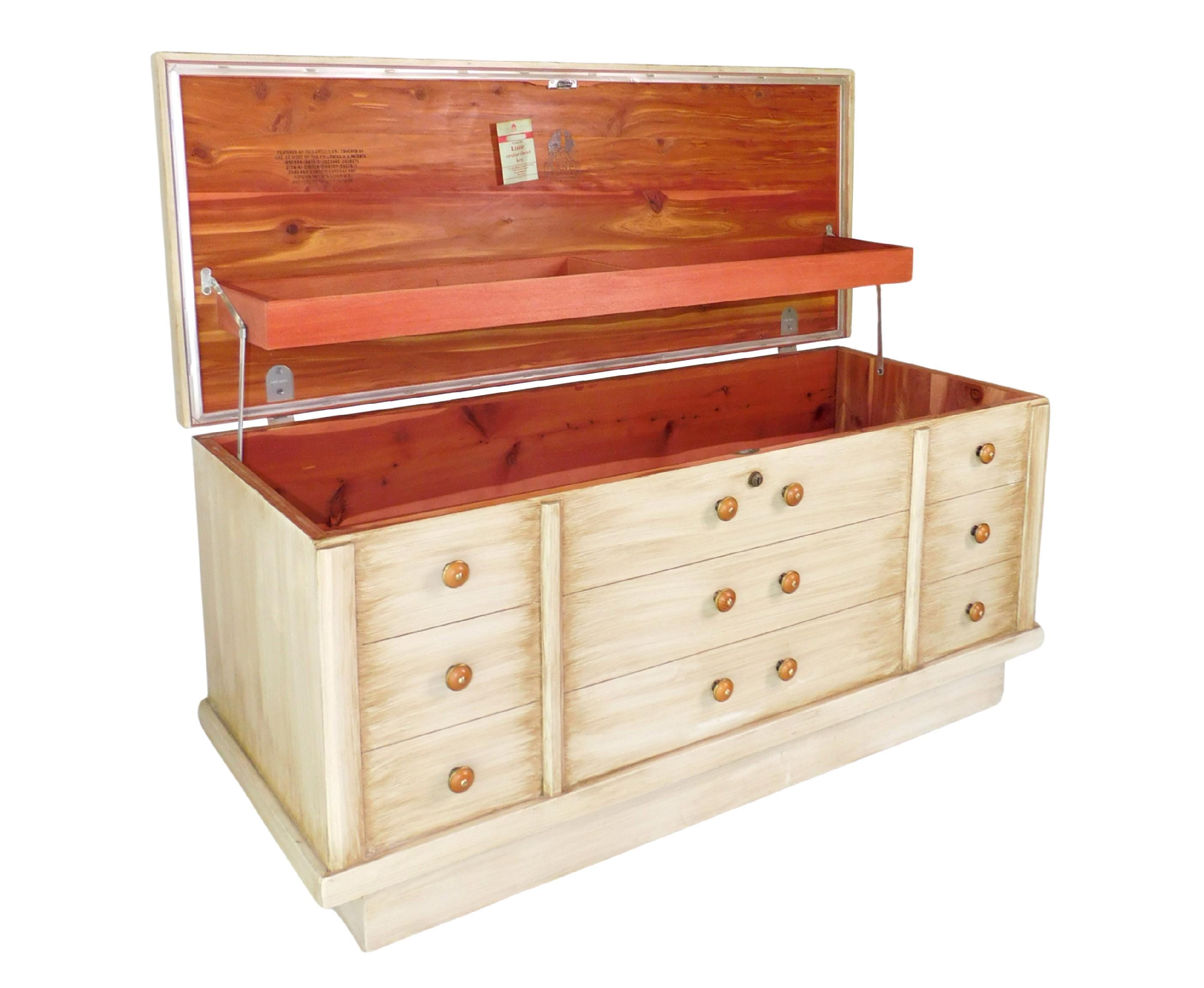 1957 Vintage Mid-century Modern Lane Blonde Oak Veneer Cedar Chest