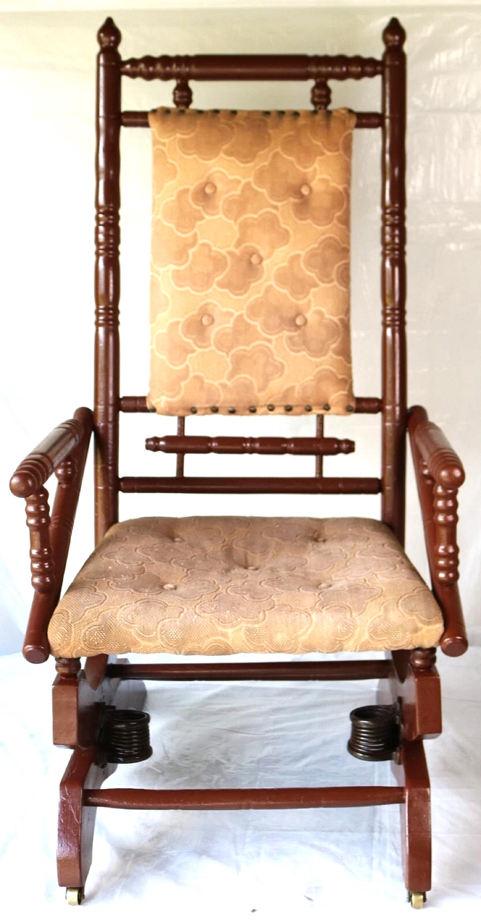 Antique 1915 Upholstered Oak Platform Rocker / Spring Rocker - Etsy