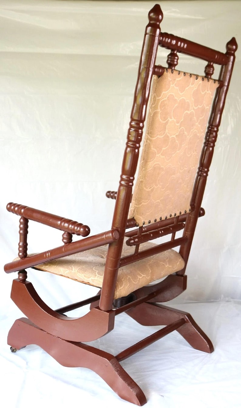 Antique 1915 Upholstered Oak Platform Rocker / Spring Rocker - Etsy