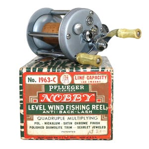 1960s Vintage Pflueger Nobby 1963-C Baitcasting Fishing Reel With