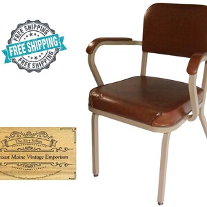 Vintage Industrial Style Armed Office Chair Steel Frame With Vinyl