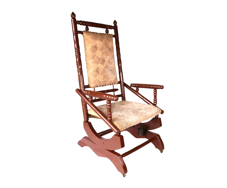 Platform Rocker Spring Chair Antique 1915 Upholstered Oak Platform Rocker / Spring Rocker - Etsy