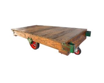 Restored Vintage Fairbanks Oak & Cast Iron Industrial Utility Cart ~ Large 5.5'