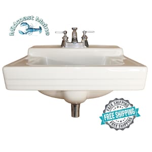 1953 Vintage &quot;Standard&quot; White Porcelain Wall-Hung/Console Sink with Original Faucet & Hardware ~ Fast Free Shipping As Always