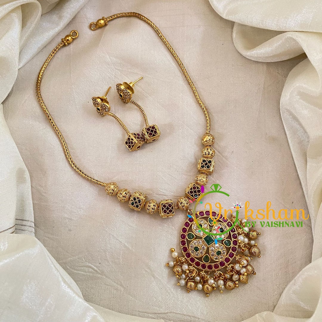 AD Stone Gold Pendant Necklace: Indian Wedding Jewelry Set - Etsy, image size:1080x1080