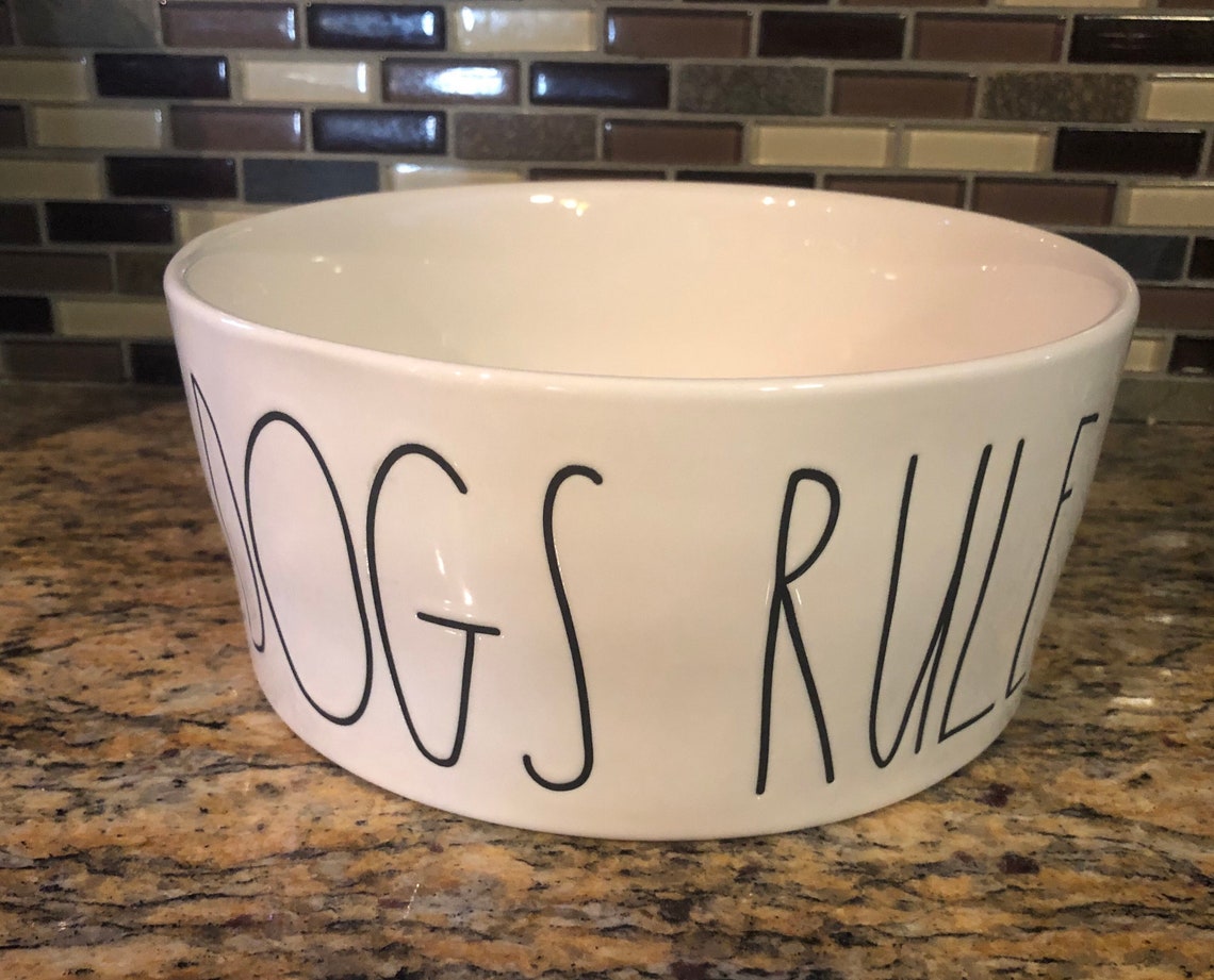 NEW Rae Dunn Dog Bowl DOGS RULE Large 8 Food Water Dish Pet Etsy
