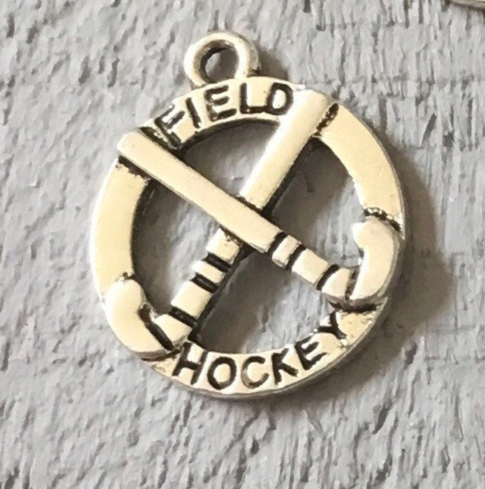 Field Hockey Charm 1 or 5 Pieces Antique Silver Tone Charms Etsy