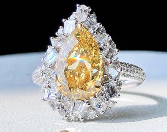 Bague pendentif majestueuse en Diamant Fancy Brownish Yellow 2,63ct VS1 GIA coupe poire diamants blanc et or blanc et jaune 18k AU750