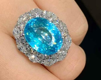 Natural Neon Blue Paraiba Tourmaline Ring Pendant 10.43ct Oval Cut with Natural Diamonds – 18K White Gold – Certified Collector Fine Jewelry
