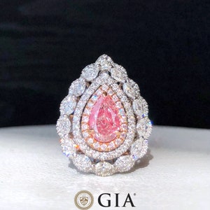 BRAND NEW Fancy Intense Purplish Pink Diamond Ring GIA .74ct