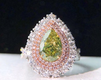 Magnifique bague art déco style vintage en diamant vert 2ct VS2 et or 18k