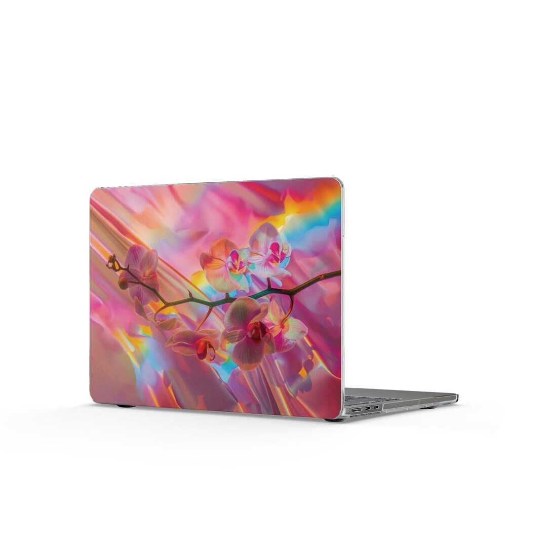 Iridescent Orchid MacBook Case | Floral Holographic Laptop Cover - Etsy