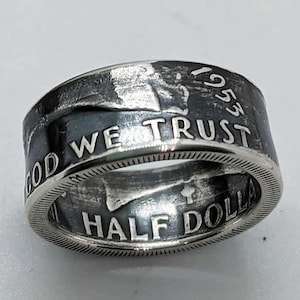1953 Ben Franklin Silver Half Dollar Coin Ring: 73rd Birthday Gift