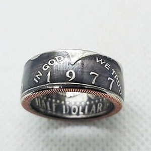 1977 JFK halber Dollar Ring - Geschenk zum 48.Geburtstag