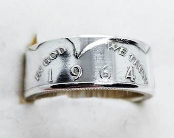 1964 Silver JFK Half Dollar Coin Ring - 62nd Birthday - Anniversary Handcrafted Unique Jewelry