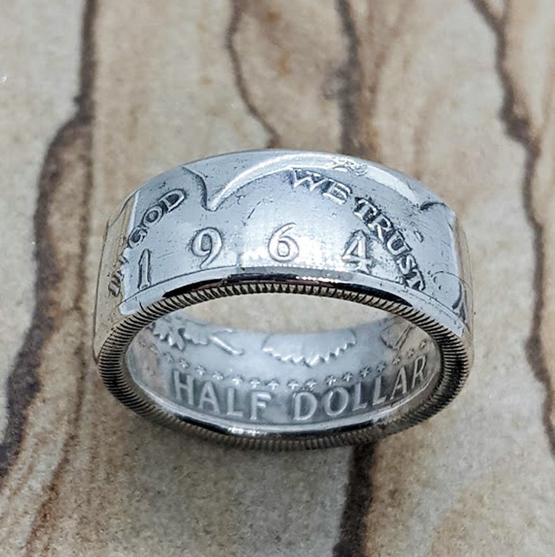 Coin Ring 1964 JFK Silver Half Dollar 57th Birthday Gift Anniversary