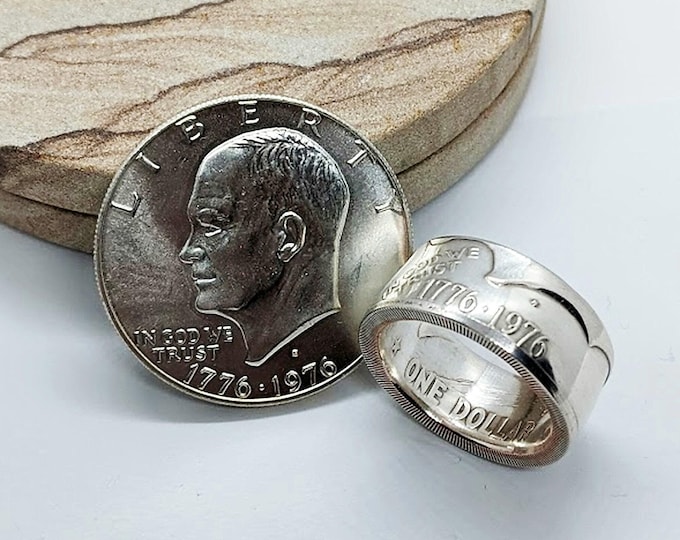 Handcrafted 1776-1976 Bicentennial Eisenhower Silver Dollar Coin Ring ...