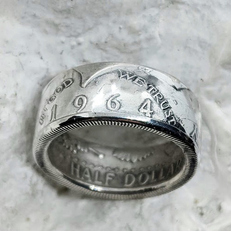 Coin Ring 1964 JFK Silver Half Dollar 57th Birthday Gift Anniversary