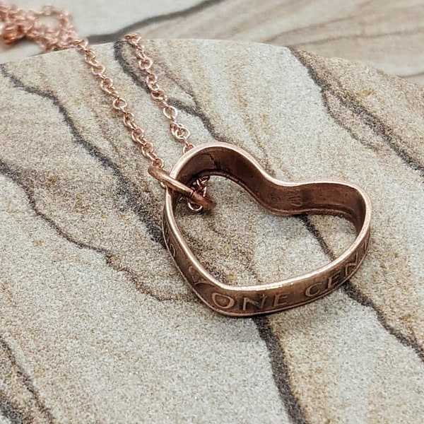 Heart Shaped Penny Coin Pendant - Lucky Coin Necklace