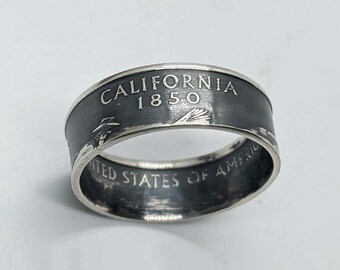 Handcrafted California Coin Ring in 90% Silver Proof - Stunning Gift Idea