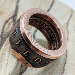 Handcrafted Freedom Ring - Unique Biker Coin Ring Jewelry