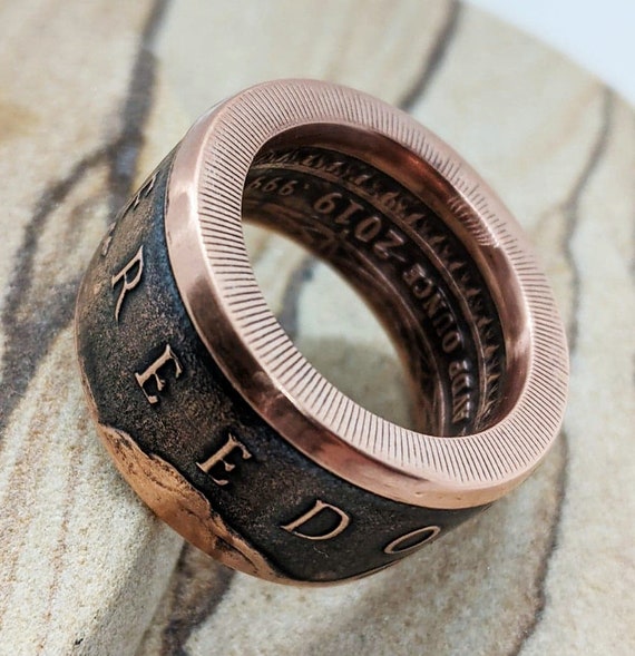 Handcrafted Freedom Ring Unique Biker Coin Ring Jewelry Etsy
