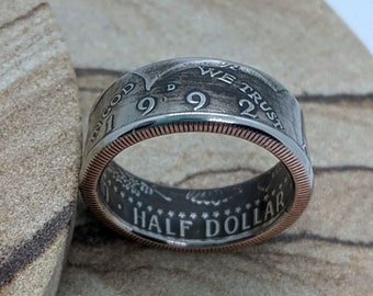 Anillo con moneda de medio dólar JFK de 1992 - Regalo vintage para el 34 cumpleaños