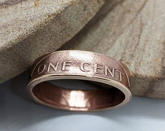 USA Penny Coin Ring, Coin Jewelry, Powder Coated Finish