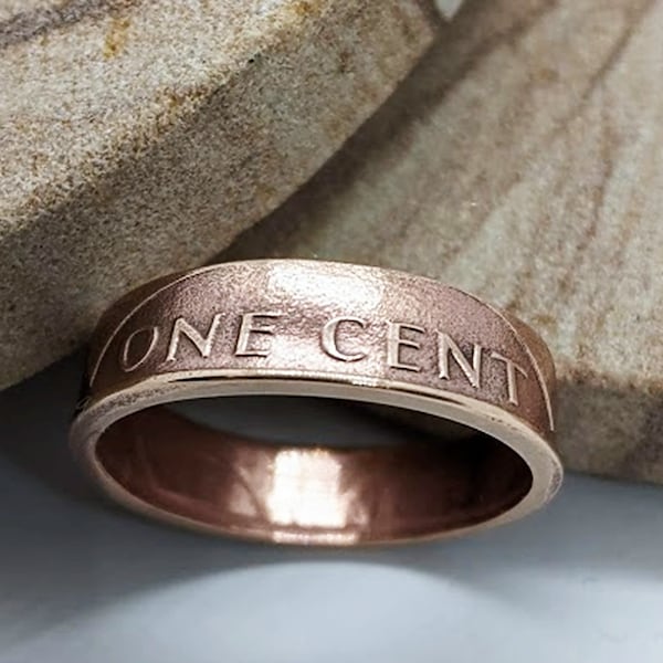 USA Penny Coin Ring, Coin Jewelry, Powder Coated Finish