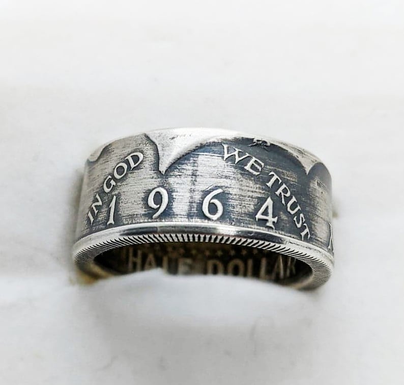 Coin Ring 1964 JFK Silver Half Dollar 57th Birthday Gift Anniversary