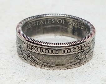 Coin Ring Made from Theodore Roosevelt National Park Quarter - Perfect Vacation Souvenir