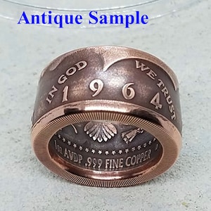 Copper 1964 JFK Biker Ring - Unique Coin Ring Jewelry