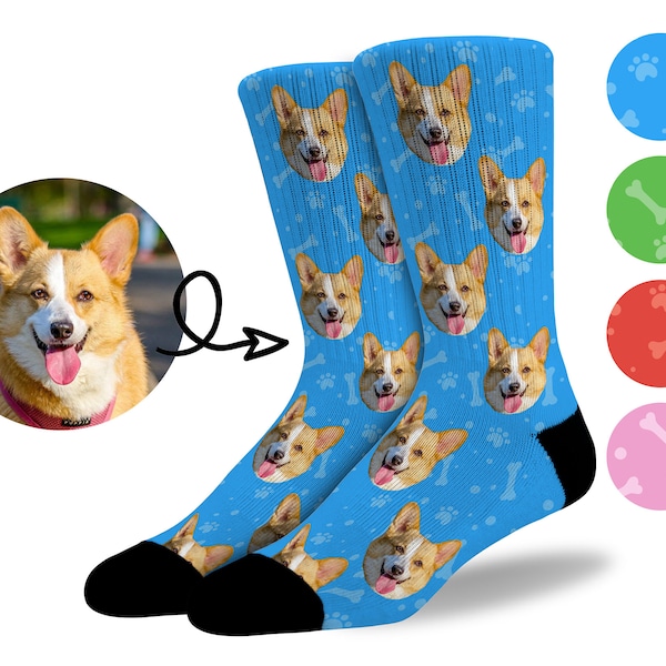 Custom DOG socks - photo puppy pet face socks HopSocks