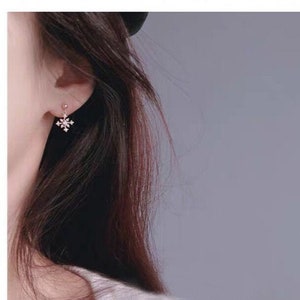 Dainty Earrings,Snowflake Earrings,14k gold,Gemstone,Zircon,Elegant gift for her,Dangle Earrings|buy 3 get 20% off