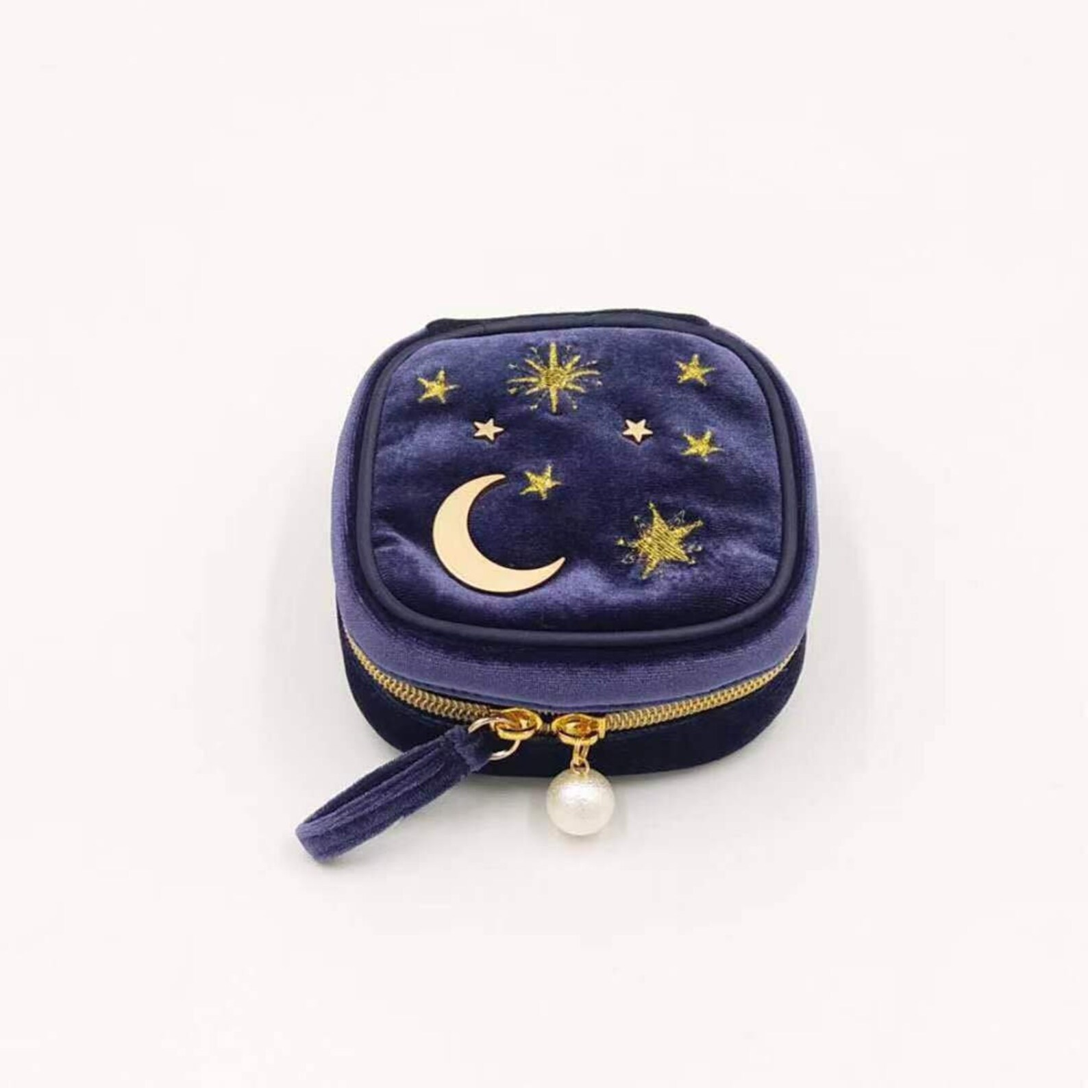 Blue Velvet Jewelry Box Celestialstarry Skystar & Moon Etsy