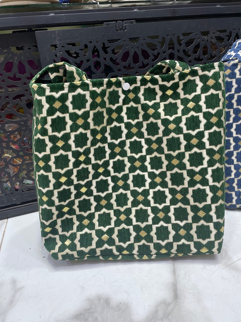 Sac marocain pour femme Sac en tissu à carreaux fait main Couleurs vives imagen 9