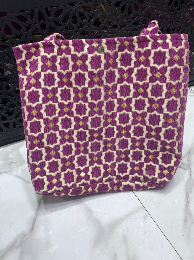 Sac marocain pour femme Sac en tissu à carreaux fait main Couleurs vives imagen 6