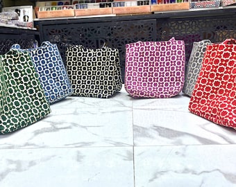 Moroccan Bag For Women Tile Pattern Fabric Bag Handmade Vibrant colours