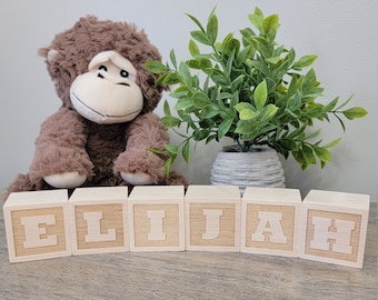 Personalized Wooden Blocks | Name Blocks | Alphabet | Baby Name | Nursery | Engraved | Baby Shower | Gift | Natural Wood Toy | Wood Blocks