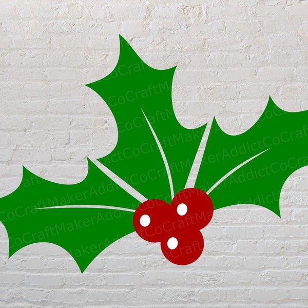 Christmas Holly SVG, PNG, PDF, Dxf - Cut Files - Cricut - Christmas- Winter- Holiday