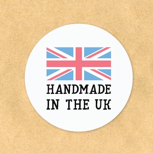 Handmade in UK Stickers: Union Jack, Small Business Packaging (35mm)