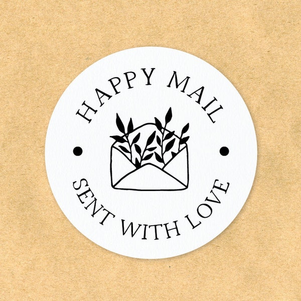 Happy Mail Stickers, Sent With Love Stickers, Botanical Packaging Stickers, Business Stickers, Pen Pal Stationery Stickers, Shipping Sticker