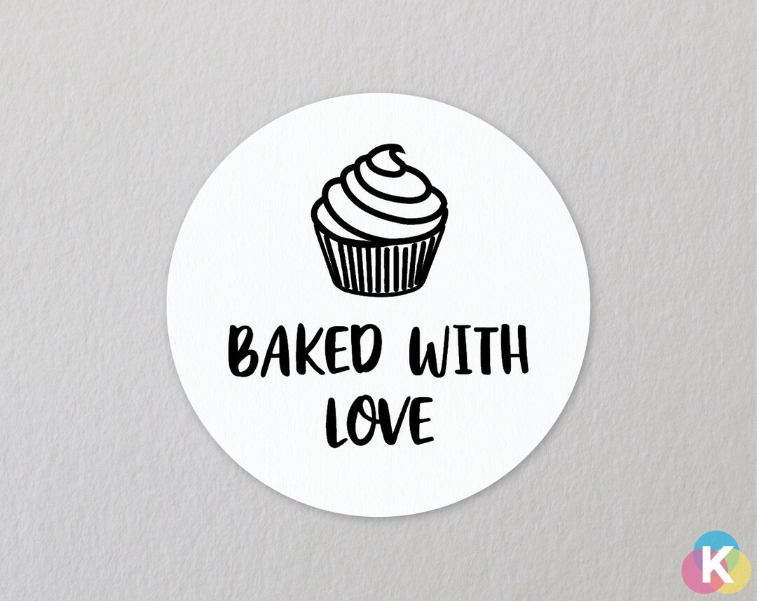 Baked With Love Stickers Baking Stickers Cute Cupcake - Etsy