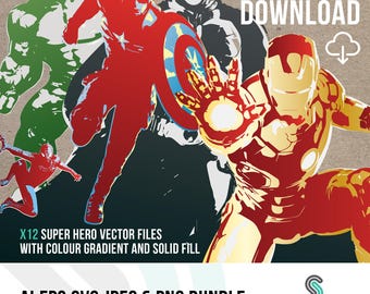 Super Hero Comic Book Vector Files, Kids Bedroom Wall Art (Digital Download)