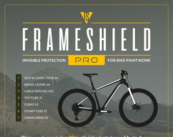Lot d'autocollants de protection pour cadre de vélo transparents brillants résistants aux rayures par Frameshield Pro